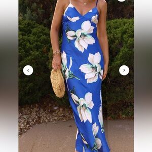 Vestique Blue and White Floral Maxi Dress
